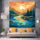 Liquid acrylic landscape - painting by numbers